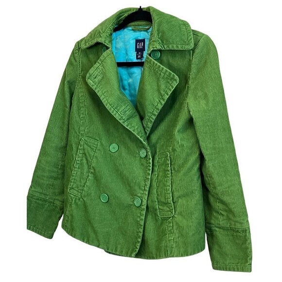 GAP Maternity Green Corduroy Double-Breasted Peacoat Jacket XS - Picture 4 of 10